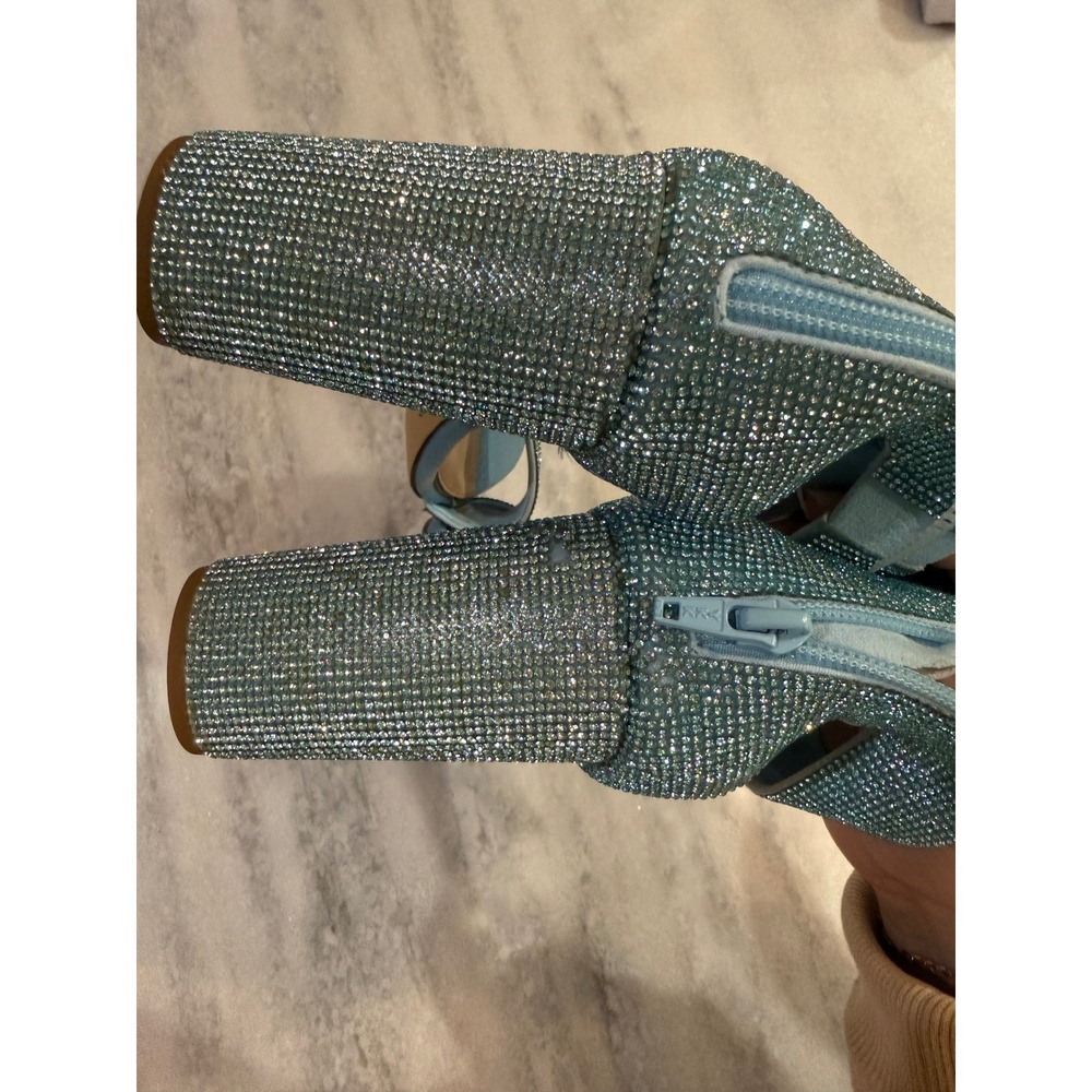 Gianni Bini Womens Sky Blue Rhinestone Block Heel Ankle Strap Sandals Size 10 - Picture 5 of 15